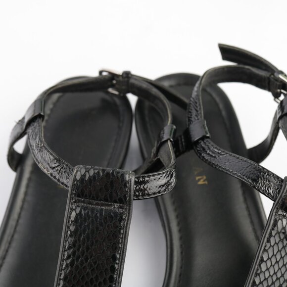Cole Haan Womens Molly Sandals Size 6 Black Leather Python Thong Slingback Flats - Picture 9 of 13